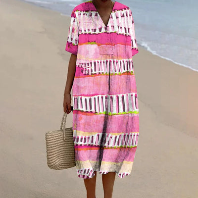 Emma – Casual Pink Linen Dress